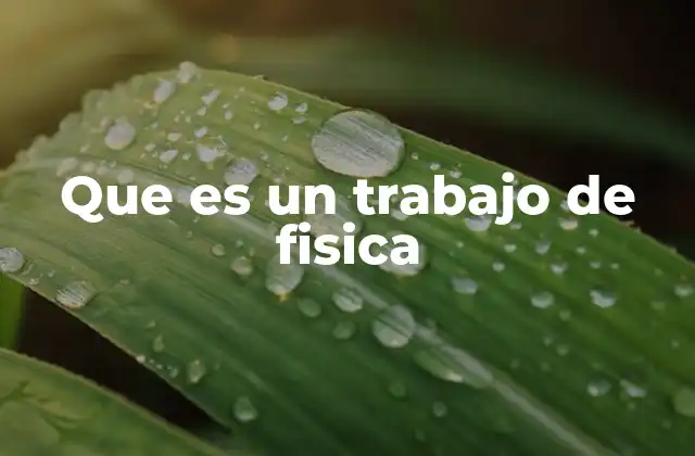 Que es un Trabajo de Fisica