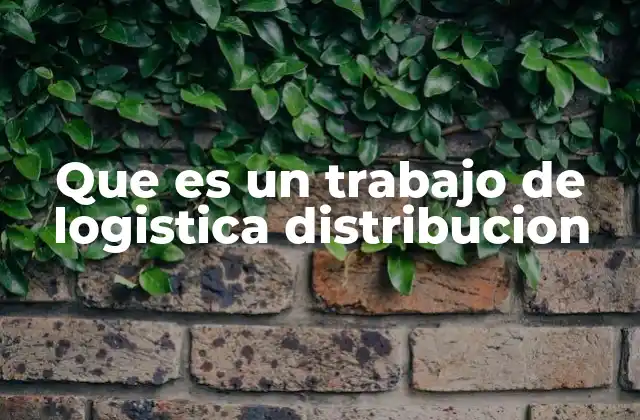 Que es un Trabajo de Logistica Distribucion