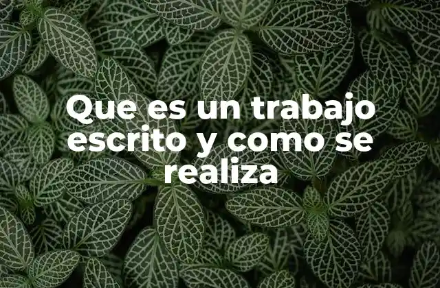 Que es un Trabajo Escrito y como Se Realiza