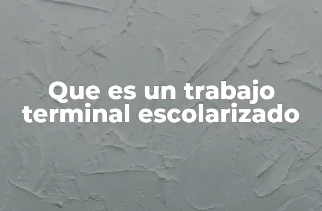 Que es un Trabajo Terminal Escolarizado