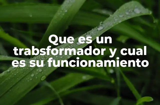Que es un Trabsformador y Cual es Su Funcionamiento