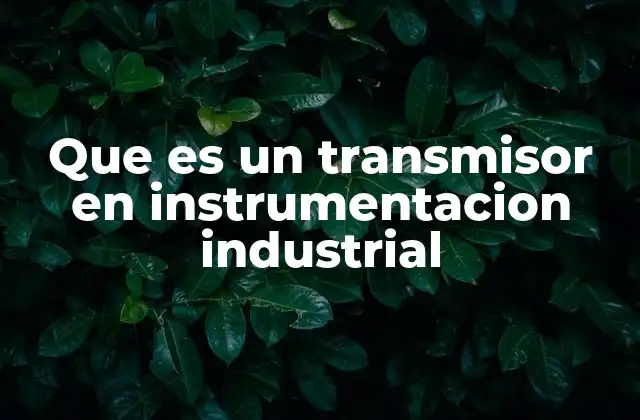 Que es un Transmisor en Instrumentacion Industrial