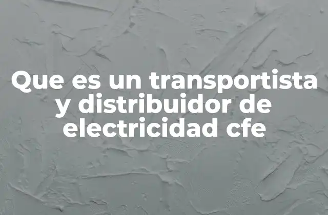 Que es un Transportista y Distribuidor de Electricidad Cfe