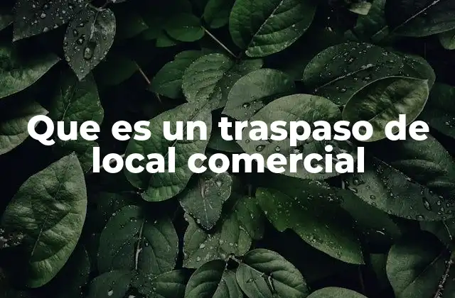 Que es un Traspaso de Local Comercial