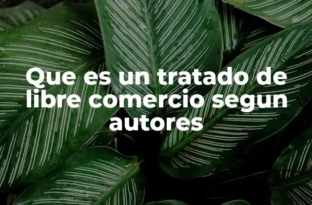 Que es un Tratado de Libre Comercio Segun Autores