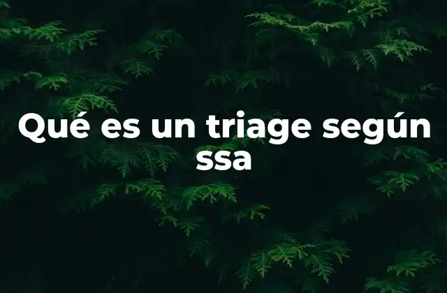 Qué es un Triage según Ssa