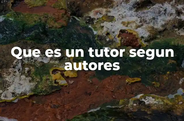 Que es un Tutor Segun Autores
