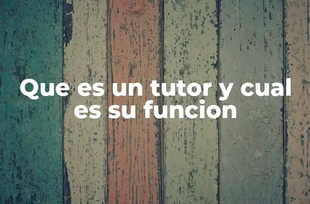 Que es un Tutor y Cual es Su Funcion