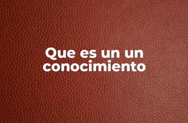 Que es un un Conocimiento