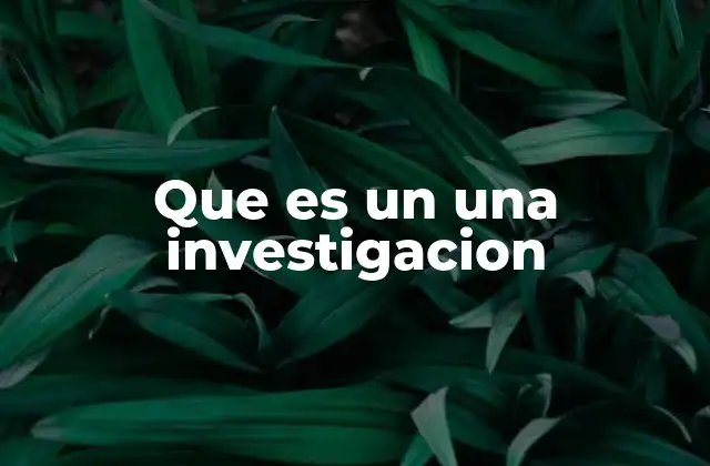 Que es un una Investigacion