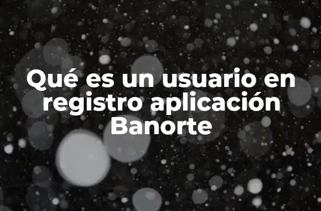 Qué es un Usuario en Registro Aplicación Banorte