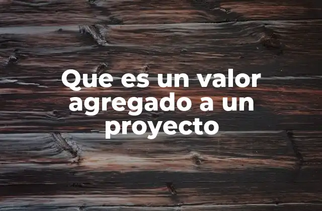 Que es un Valor Agregado a un Proyecto