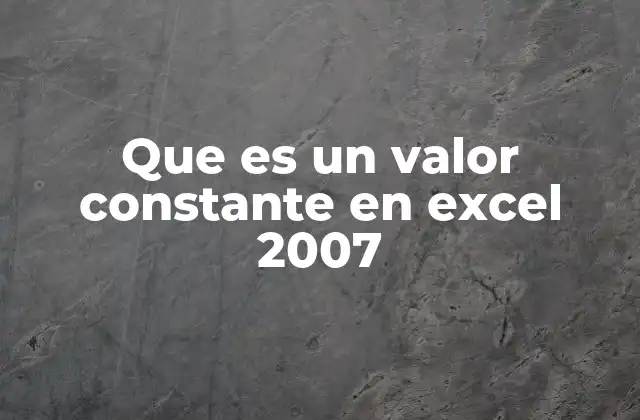 Que es un Valor Constante en Excel 2007