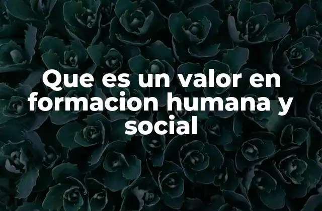 Que es un Valor en Formacion Humana y Social