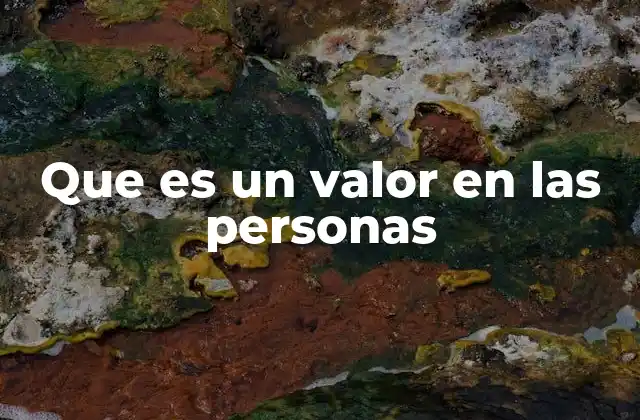 Que es un Valor en las Personas