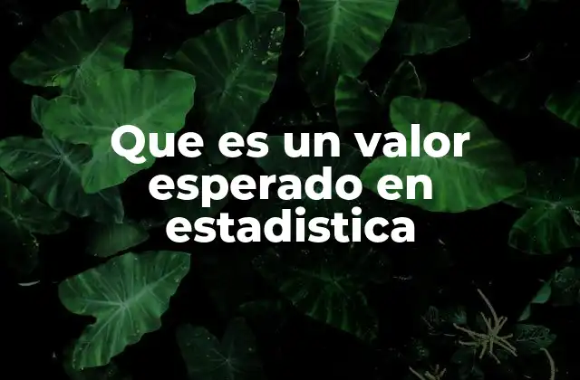 Que es un Valor Esperado en Estadistica