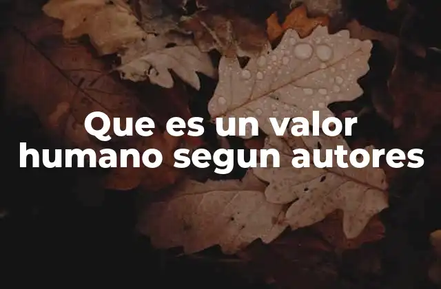 Que es un Valor Humano Segun Autores