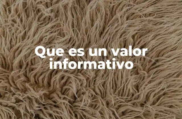 Que es un Valor Informativo