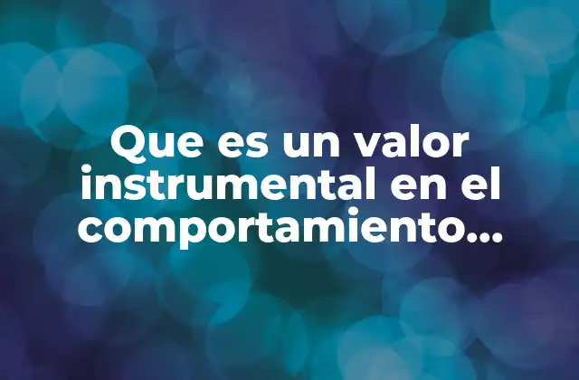 Que es un Valor Instrumental en el Comportamiento Organizacional