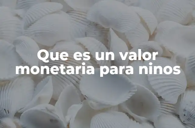Que es un Valor Monetaria para Ninos