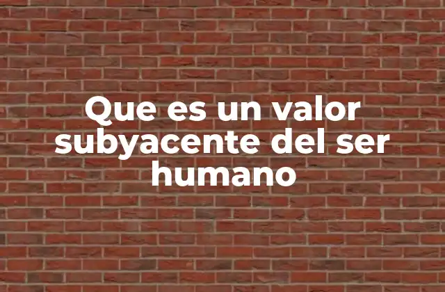 Que es un Valor Subyacente Del Ser Humano