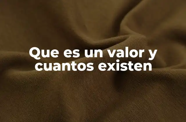 Que es un Valor y Cuantos Existen
