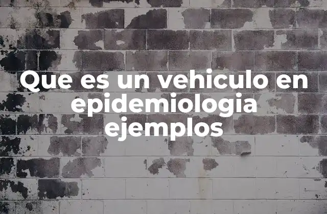Que es un Vehiculo en Epidemiologia Ejemplos