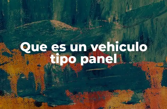 Que es un Vehiculo Tipo Panel