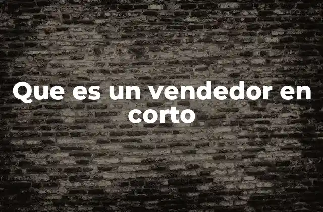 Que es un Vendedor en Corto