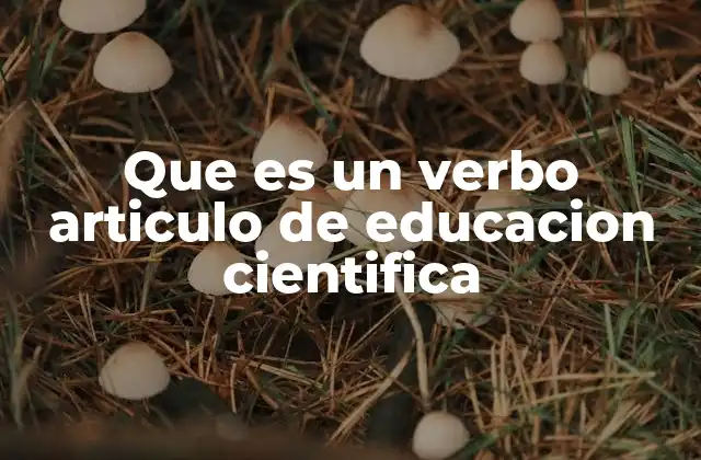 Que es un Verbo Articulo de Educacion Cientifica