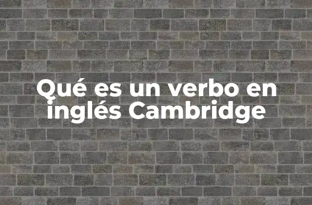 Qué es un Verbo en Inglés Cambridge