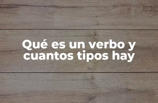 Qué es un Verbo y Cuantos Tipos Hay