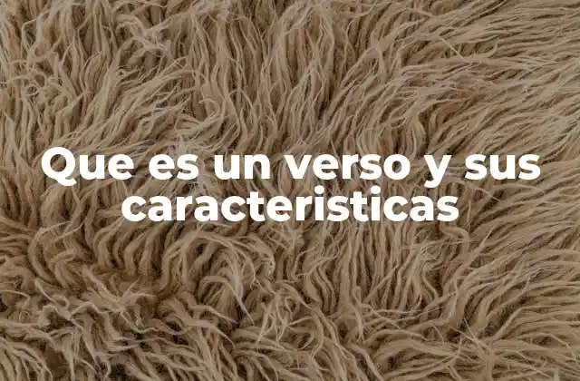 Que es un Verso y Sus Caracteristicas