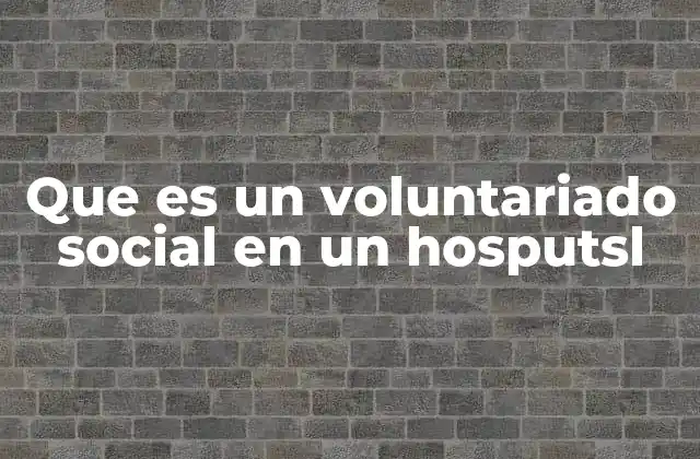 Que es un Voluntariado Social en un Hosputsl