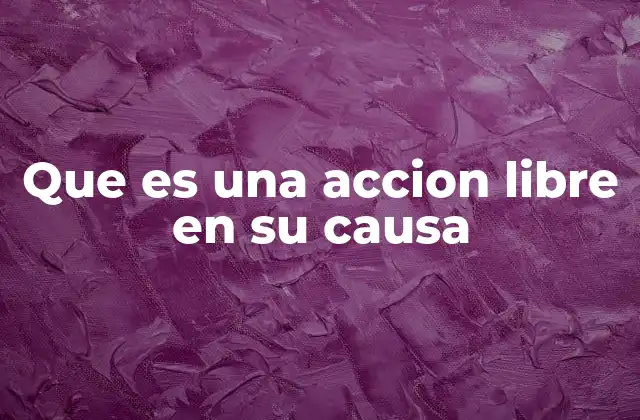 Que es una Accion Libre en Su Causa