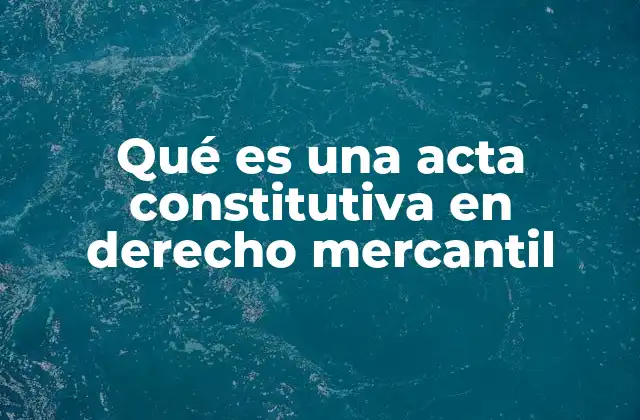 Qué es una Acta Constitutiva en Derecho Mercantil