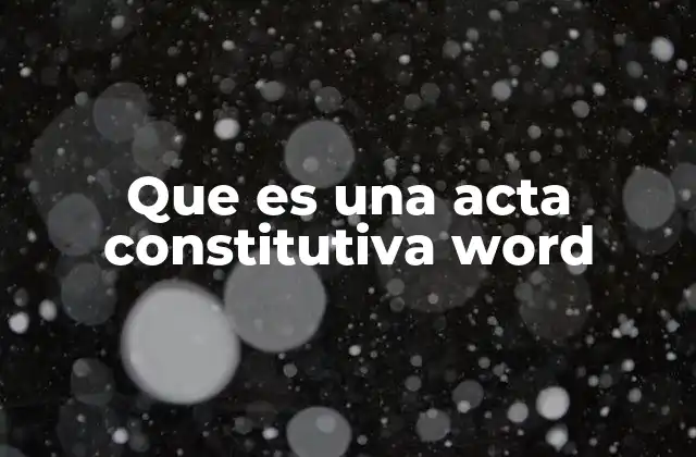 Que es una Acta Constitutiva Word