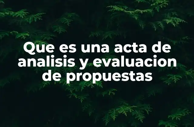 Que es una Acta de Analisis y Evaluacion de Propuestas