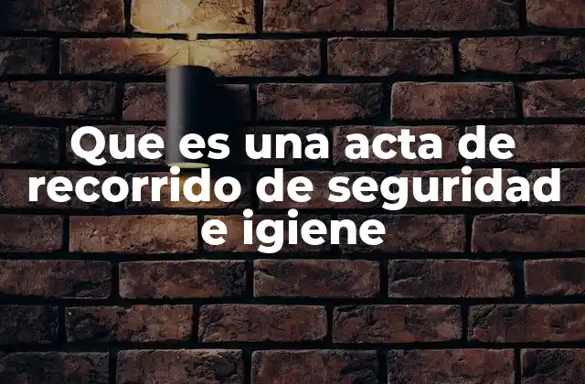 Que es una Acta de Recorrido de Seguridad e Igiene