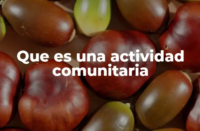 Que es una Actividad Comunitaria