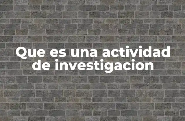 Que es una Actividad de Investigacion