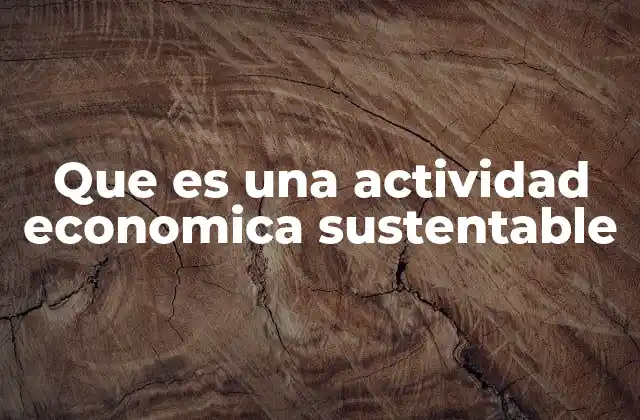 Que es una Actividad Economica Sustentable
