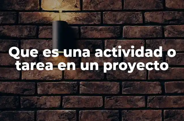 Que es una Actividad o Tarea en un Proyecto