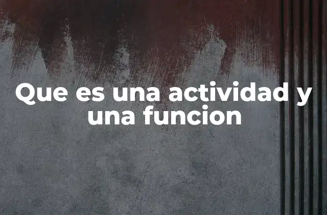 Que es una Actividad y una Funcion