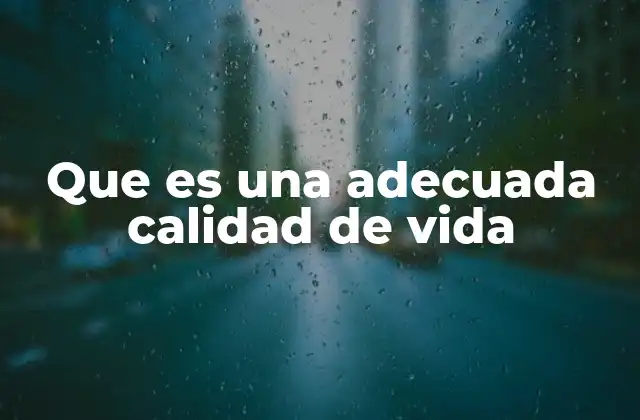 Que es una Adecuada Calidad de Vida