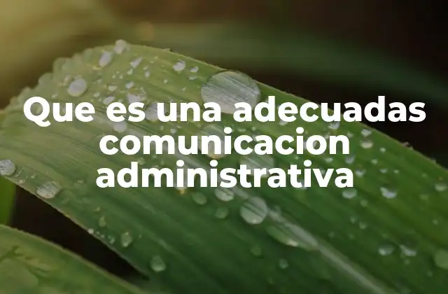 Que es una Adecuadas Comunicacion Administrativa