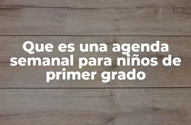 Que es una Agenda Semanal para Niños de Primer Grado