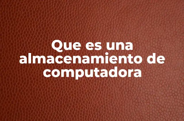 Que es una Almacenamiento de Computadora