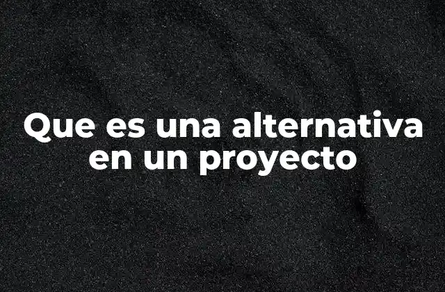 Que es una Alternativa en un Proyecto
