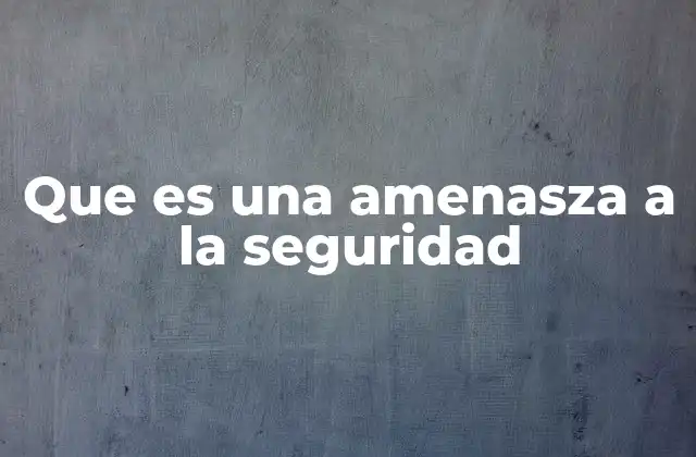 Que es una Amenasza a la Seguridad